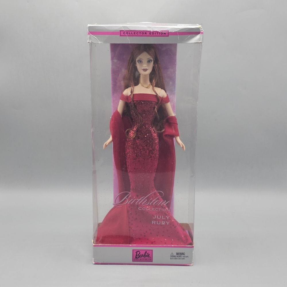 Birthstone Collection July Ruby Barbie Doll 2002 Collector Edition Red Hair